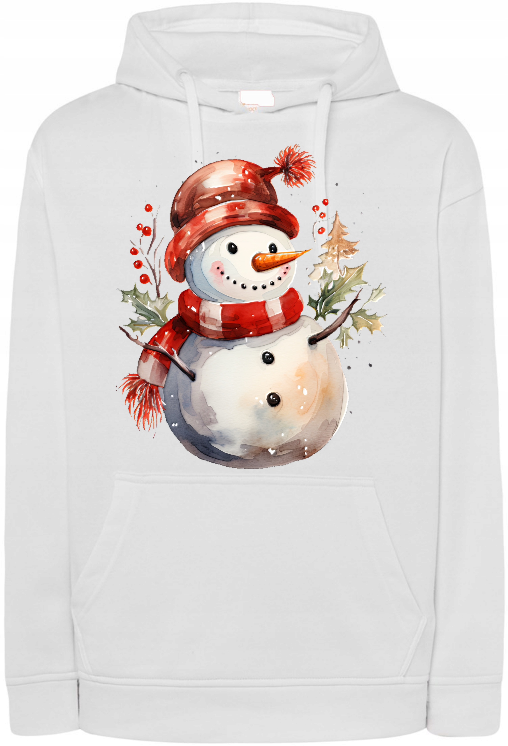 Mikina s kapucí Vánoční potisk Sněhulák vel. 4XL