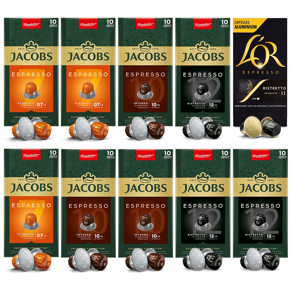 Kapsułki Jacobs Espresso, L'or mix kaw do Nespresso(r)* 9+1 Gratis! 100 kaw