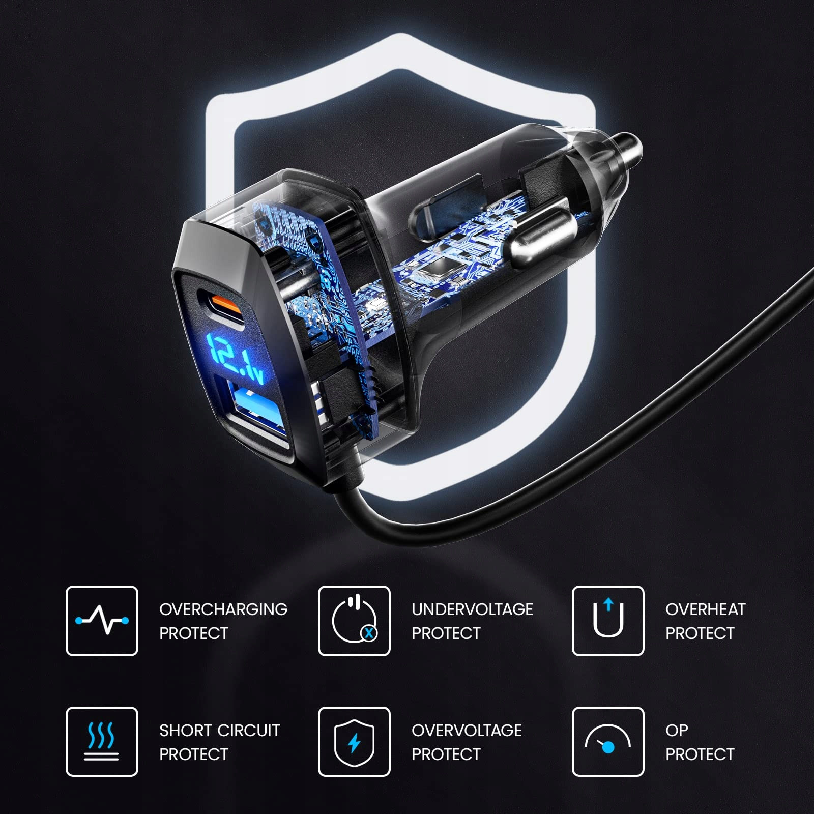 LENCENT Ładowarka Samochodowa Adapter Zasilacz 5w1 — miniatura 13