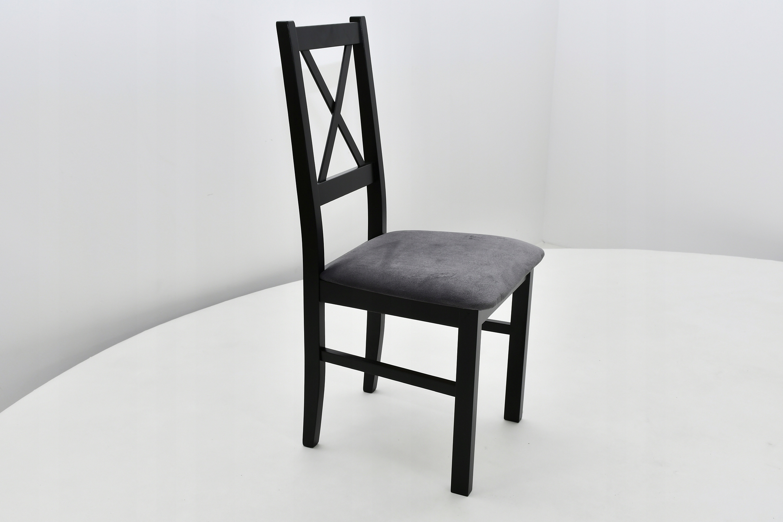 Śliczny okrągły ROZKŁADANY stół 100 cm + 6 drewnianych krzeseł krzyżak Długość stołu 100 cm