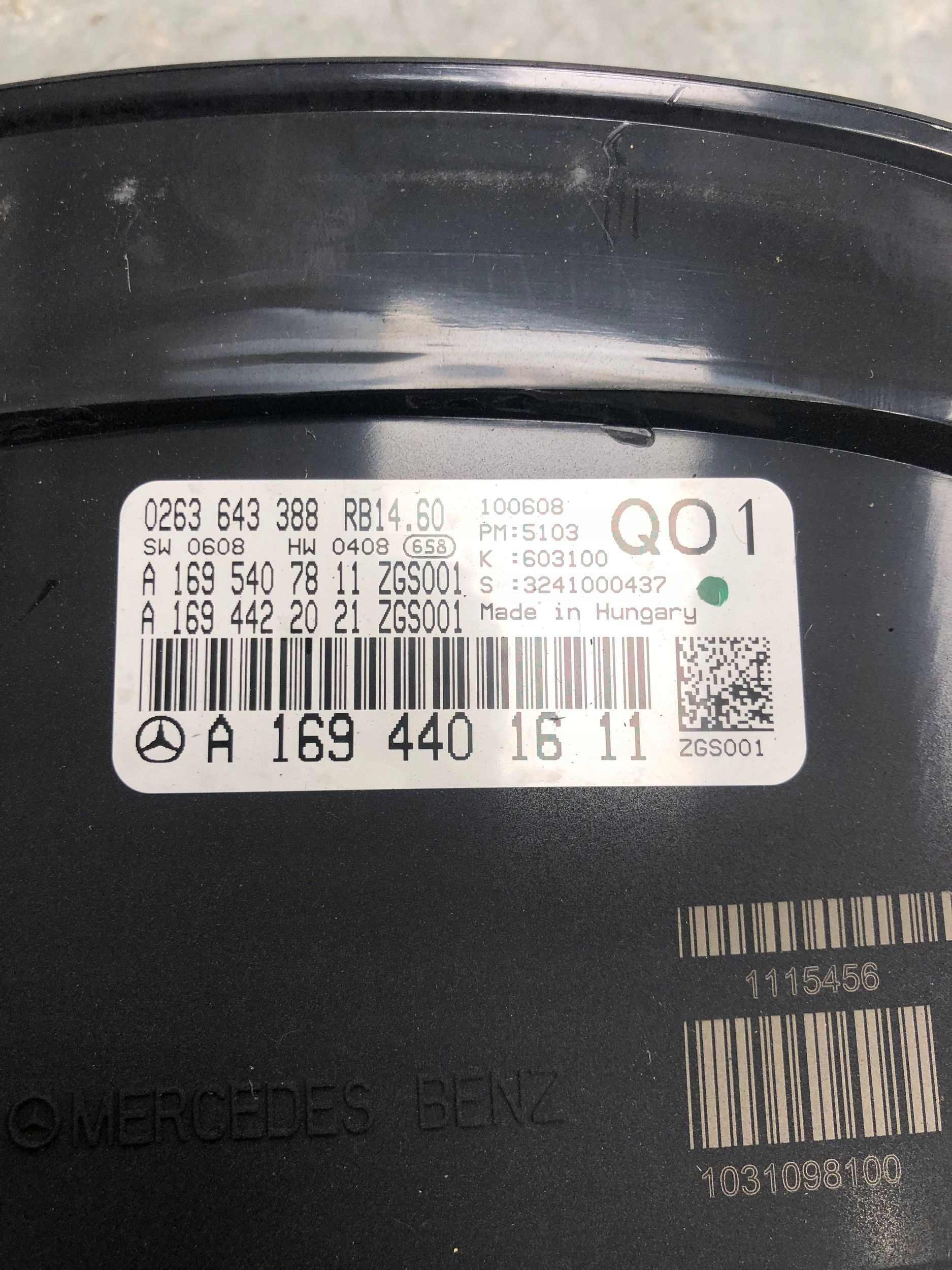 dials dials MERCEDES W169 LIFT A1694401611 EUROPA