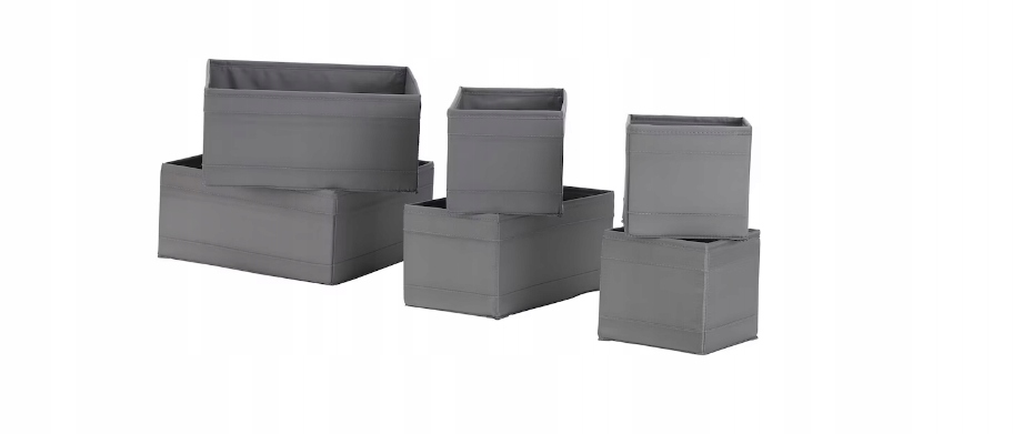 

Ikea Skubb Komplet pojemników, 6 szt., ciemnoszary