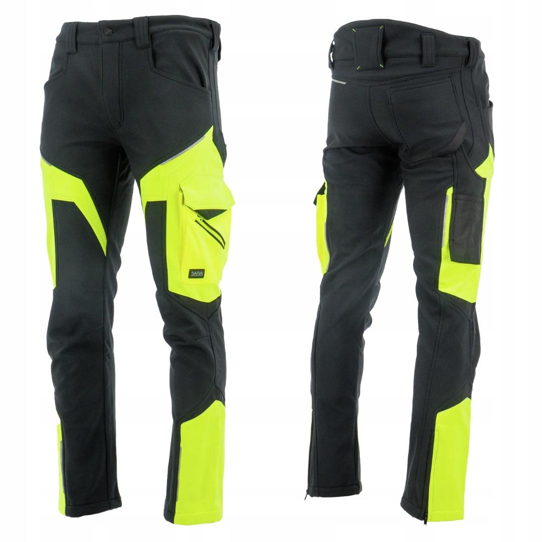 Sara spodnie do pasa softshell Comfort Winter Czarny żółty M