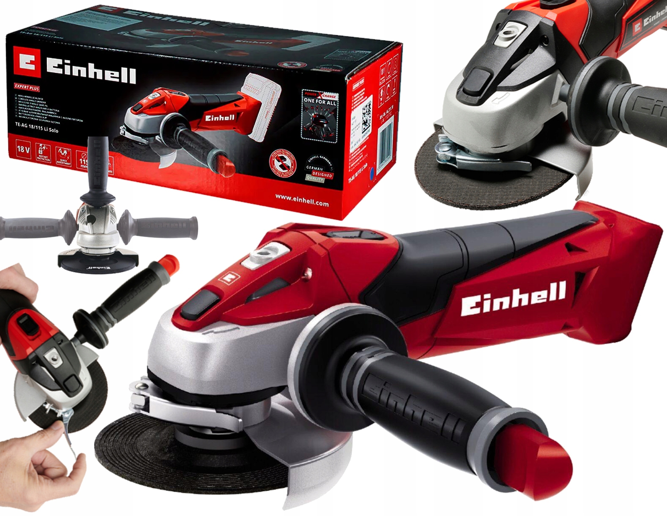 Einhell Aku Úhlová Bruska Te-ag 18/115 Li-Solo 115 mm 18 V 115
