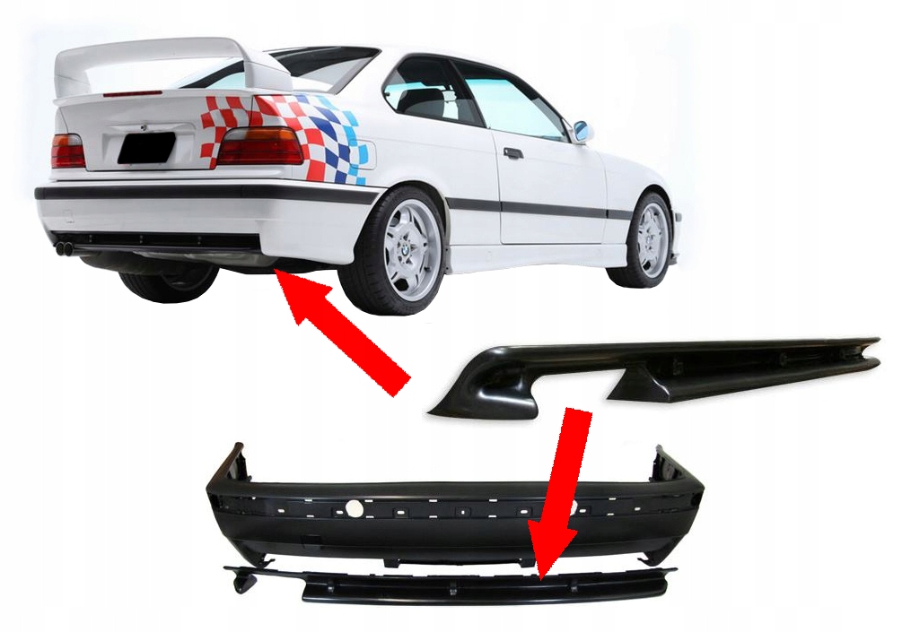 DYFUZOR DOKŁADKA BMW E36 SERIA / WZÓR M-PAKIET M3 Strona zabudowy tył
