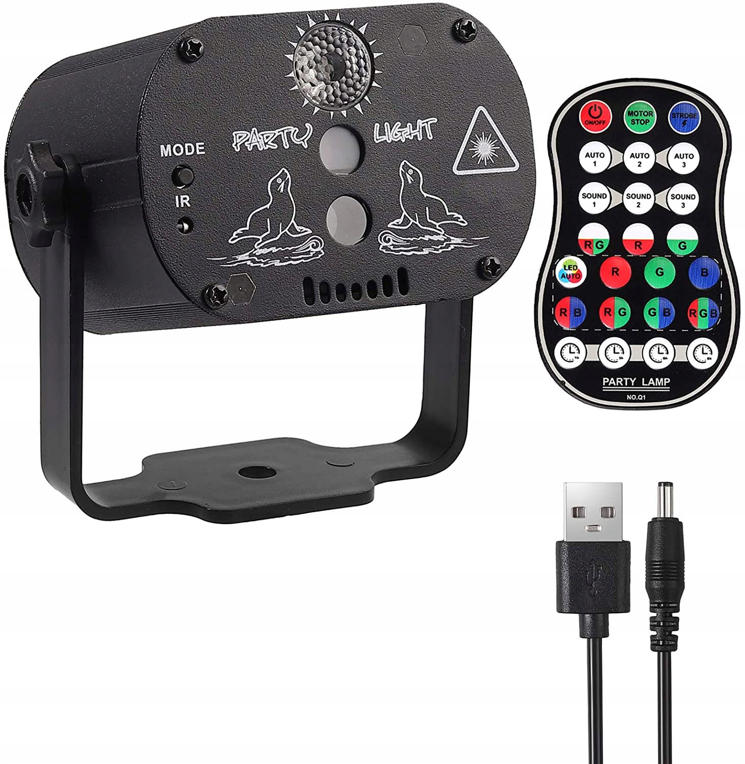 Projektor laserowy RGB z pilotem i funkcją timera