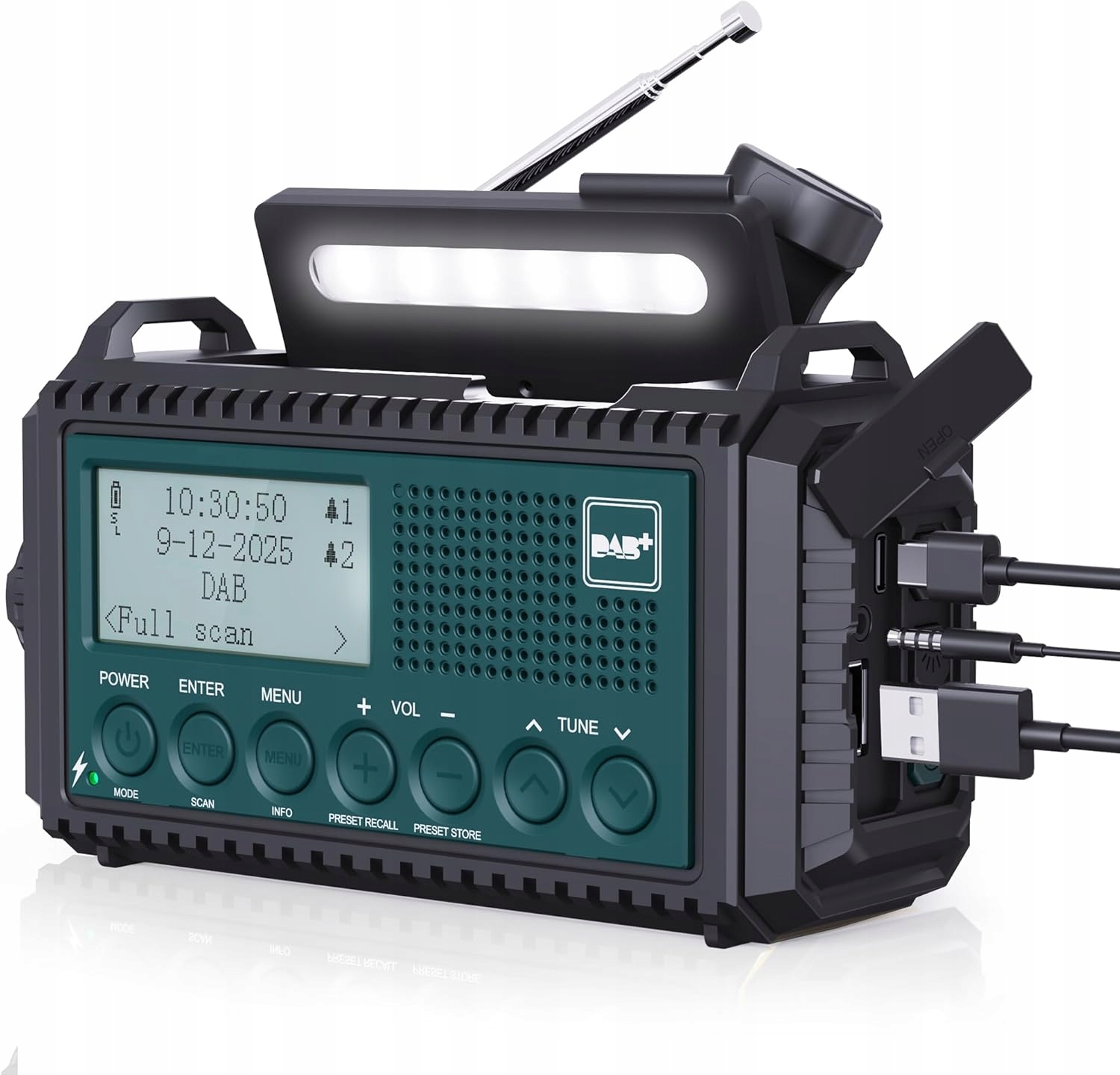 Radio Korbowe Przenośne Radio Awaryjne Ładowane Na Baterie 5000 mAh Solarne