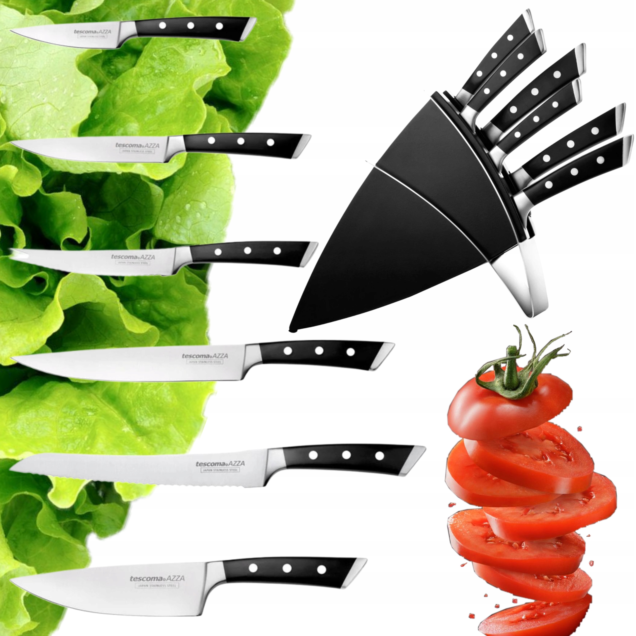 Sada 6 Kuchynských Nožov V Bloku Tescoma Azza Komplet Ostrá Japonská Oceľ