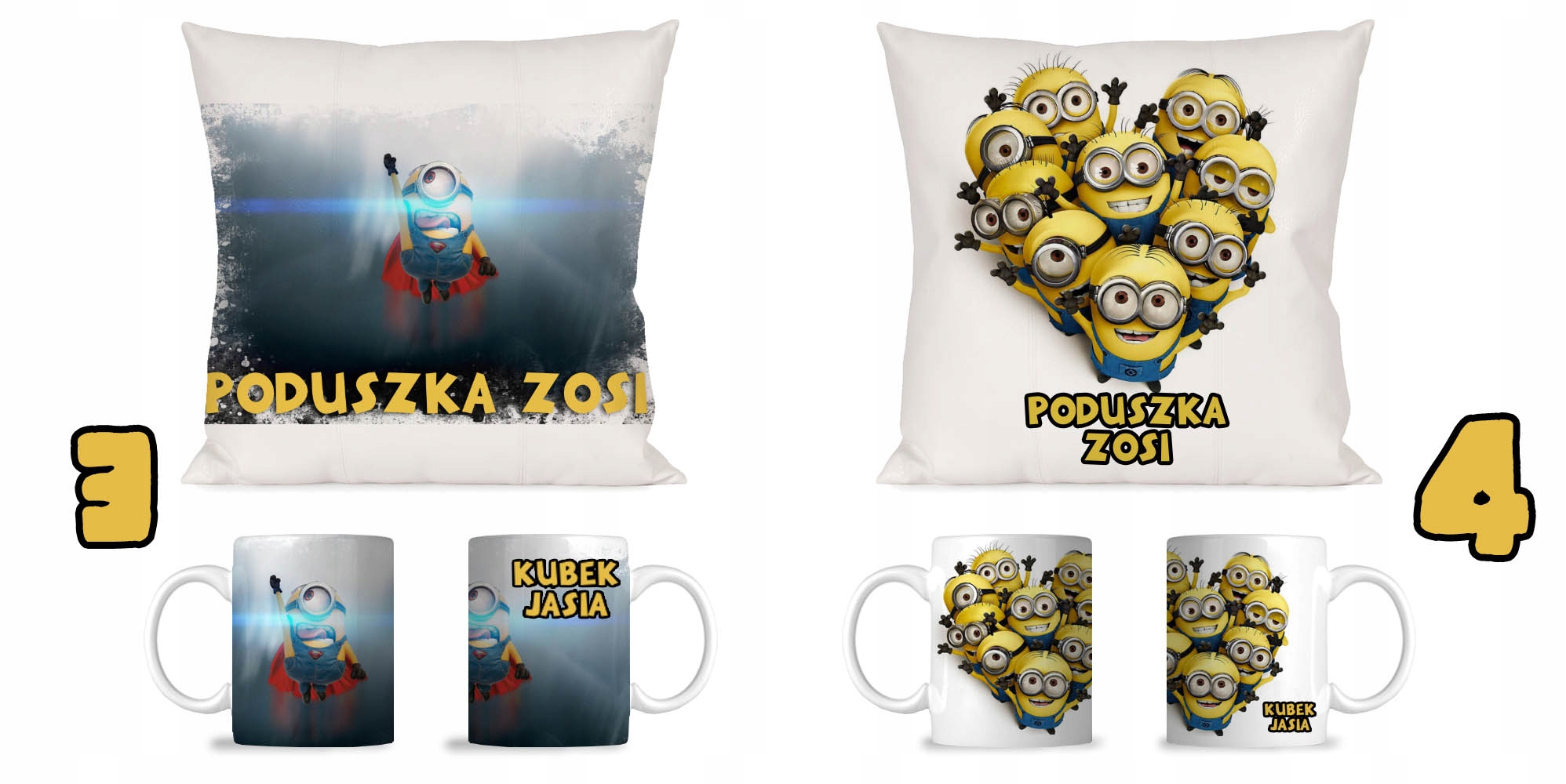 ZESTAW KUBEK + PODUSZKA MINIONKI + IMIĘ N15 Marka inna