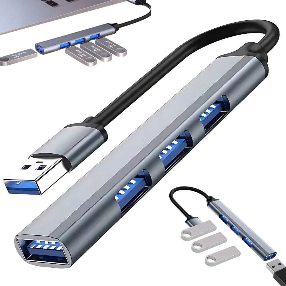 Hub Usb-a 1x 3.0 3x 2.0 usb slim 4 porty komputer laptop