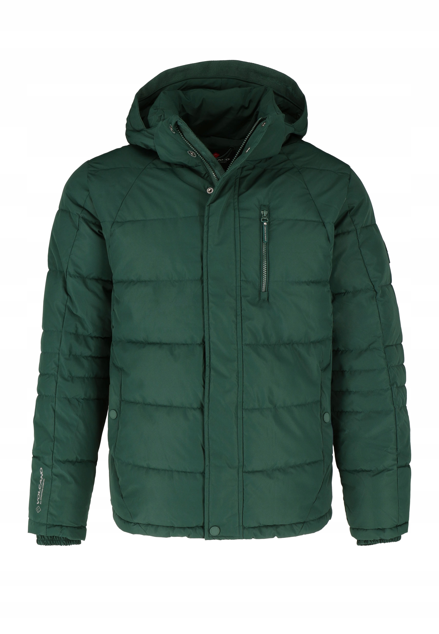 Volcano teplá pánská zelená prošívaná bunda s odnímatelnou kapuce J-mask XL