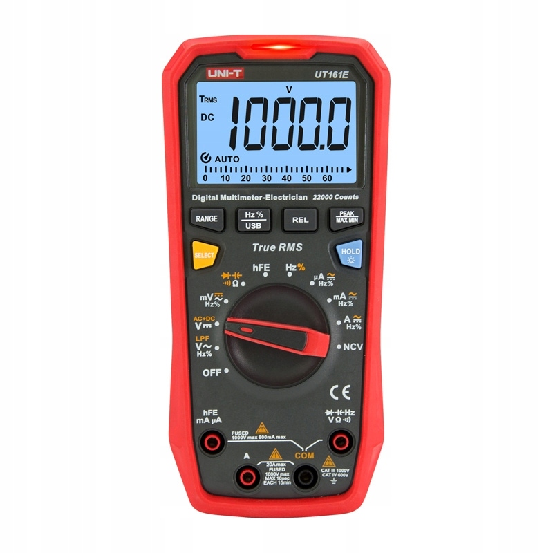 Uni-t UT161E Digitální multimetr True Rms 1000V 20A Usb Lpf 22000 LCD