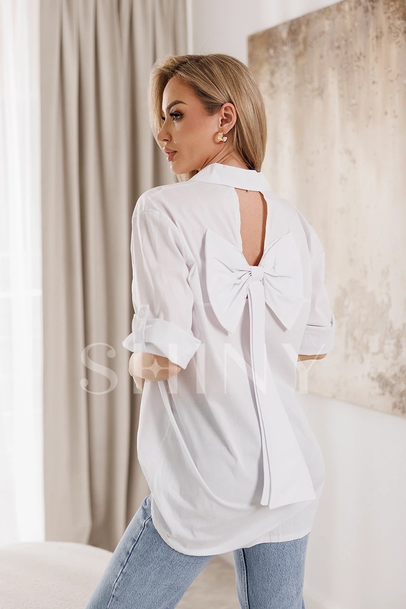 Košile S Ohrnovacími Rukávy 24018 Bílá Univerzální