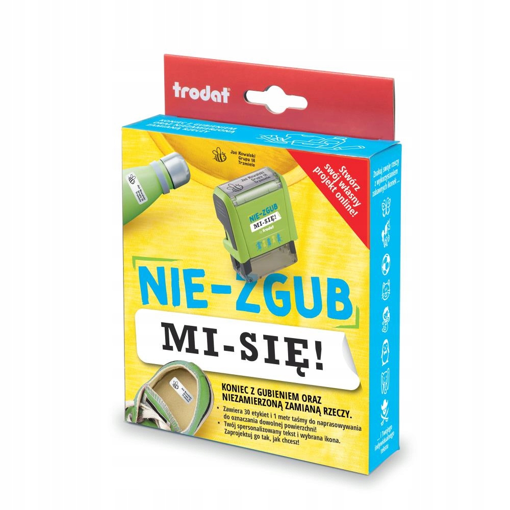 PIECZĄTKA DO ZNAKOWANIA RZECZY OSOBISTYCH NIE-ZGUB MI-SIĘ ZESTAW Z DRUKAREN