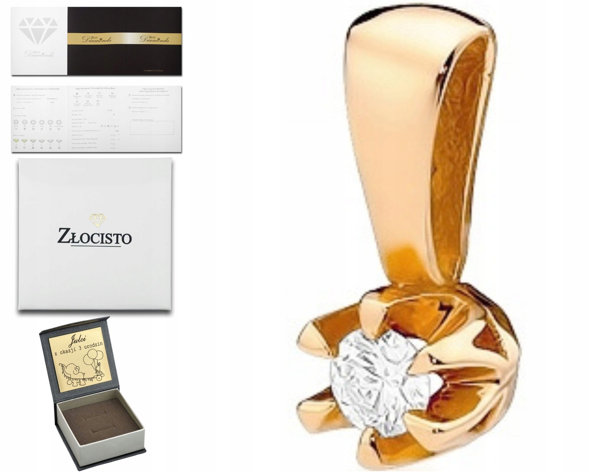 Přívěsek Přívěsek S Briliantem Růžové Zlato Gravírování