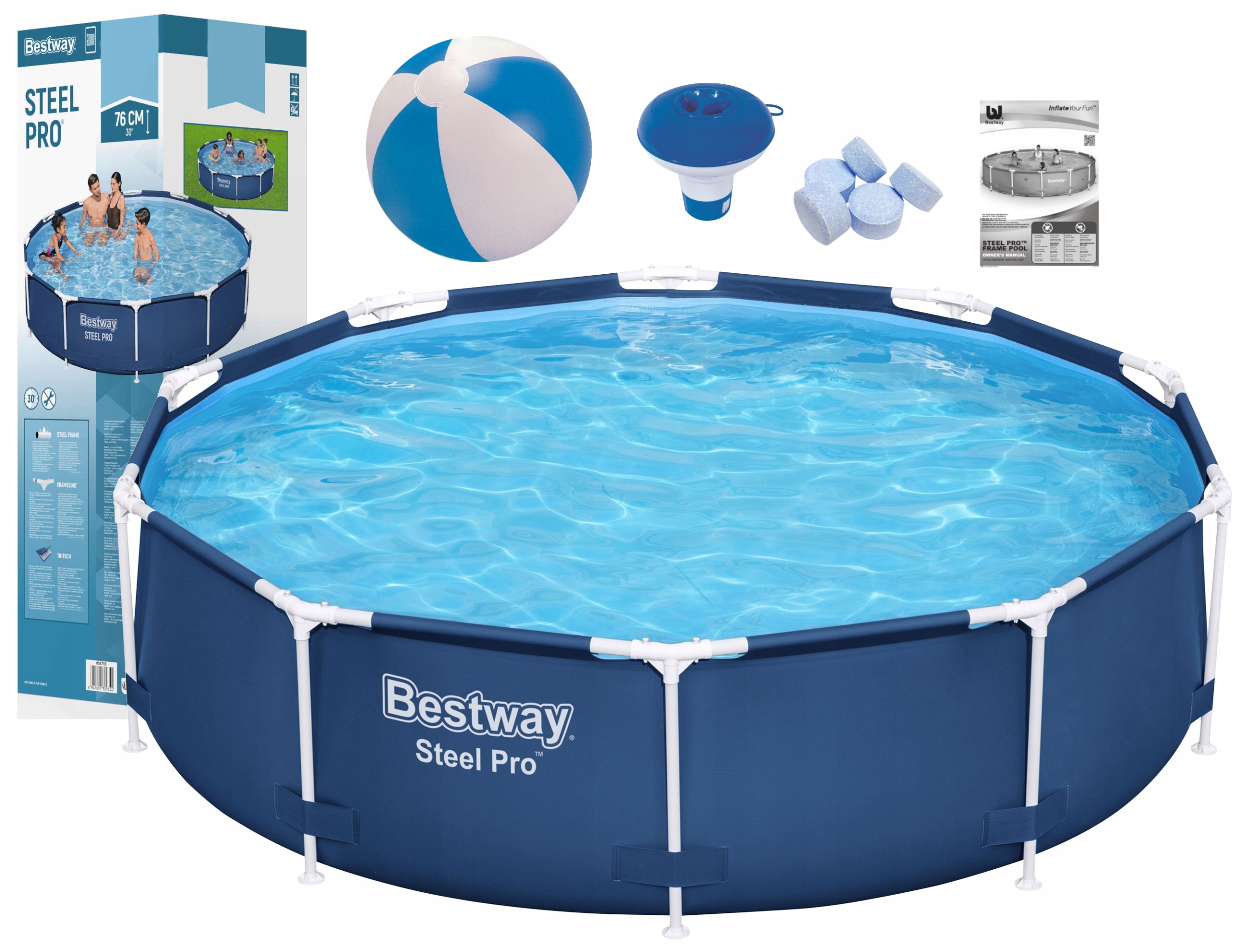 Basen Bestway 305x76 305 x 76 Steel Pro 56679 +Akcesoria Okrągły Model 2025