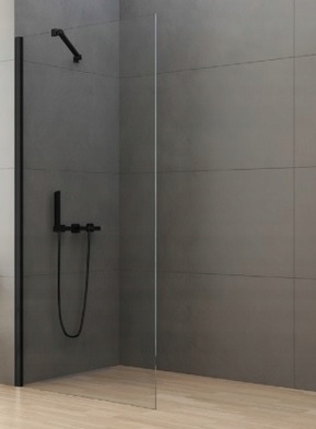 WSPORNIK drążek CZARNY MAT KABINY ŚCIANKI pryszn WALK-IN REGULOWANY 129 cm Wykończenie szkła przezroczyste