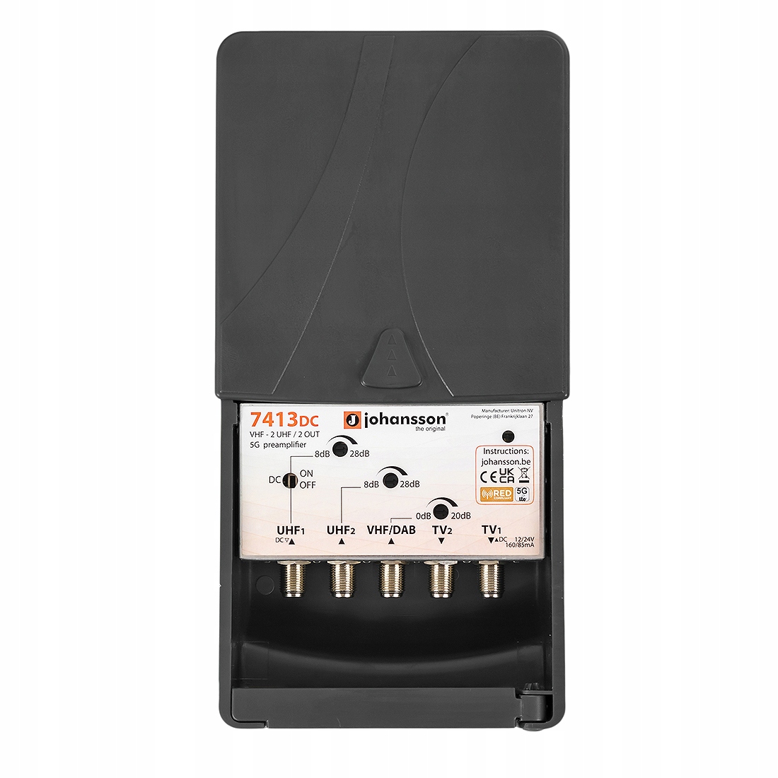 Stožárový zesilovač Johansson 7413DC 2xUHF Vhf 2TV