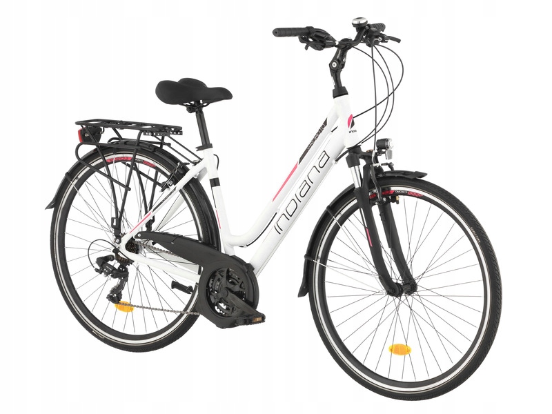 Rower trekkingowy Indiana X-Road 1.0 D19 28 cali damski Biało-różowy