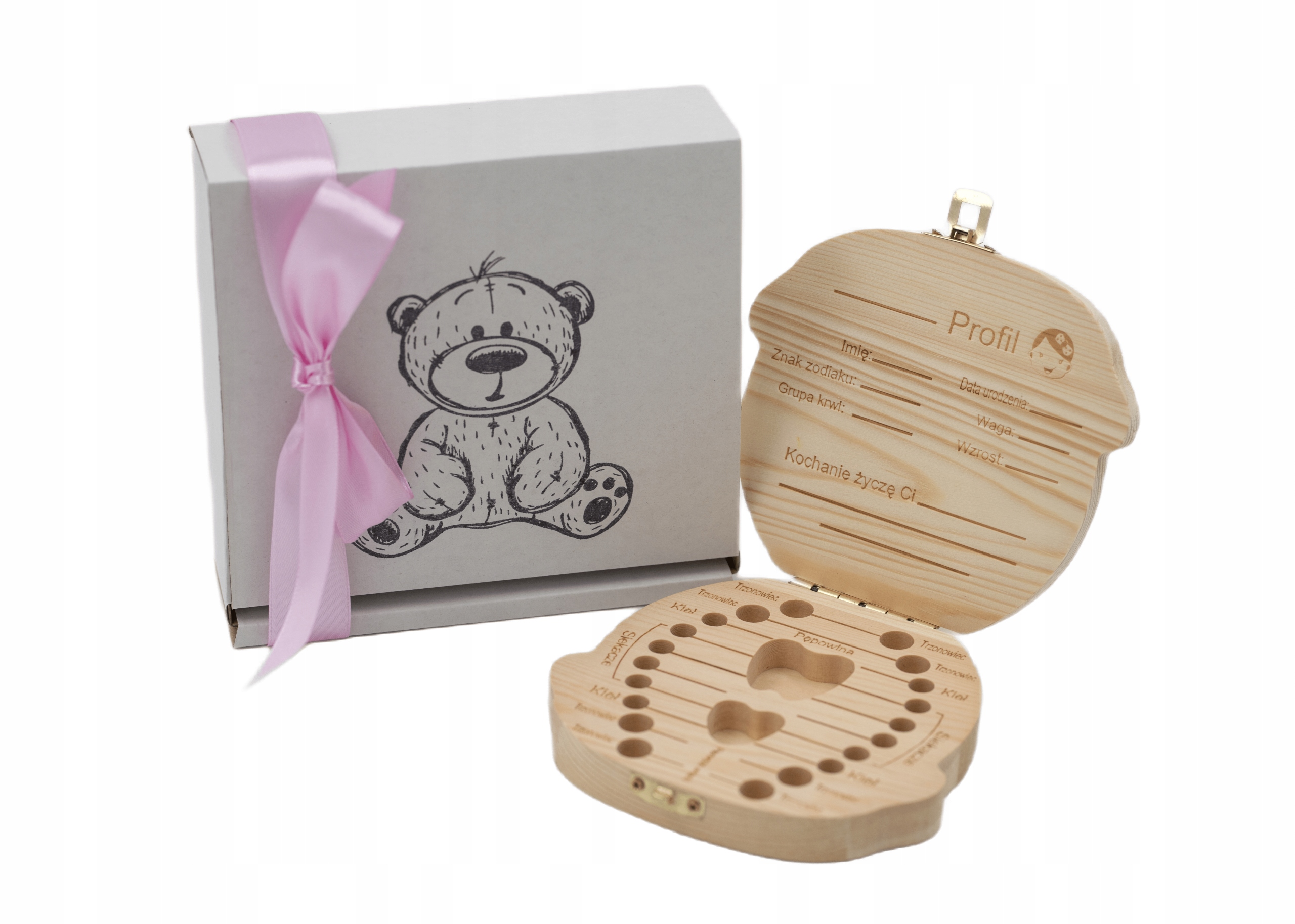 Prezent pamiątka pojemnik na ząbki Polski Drewno Marka inna marka