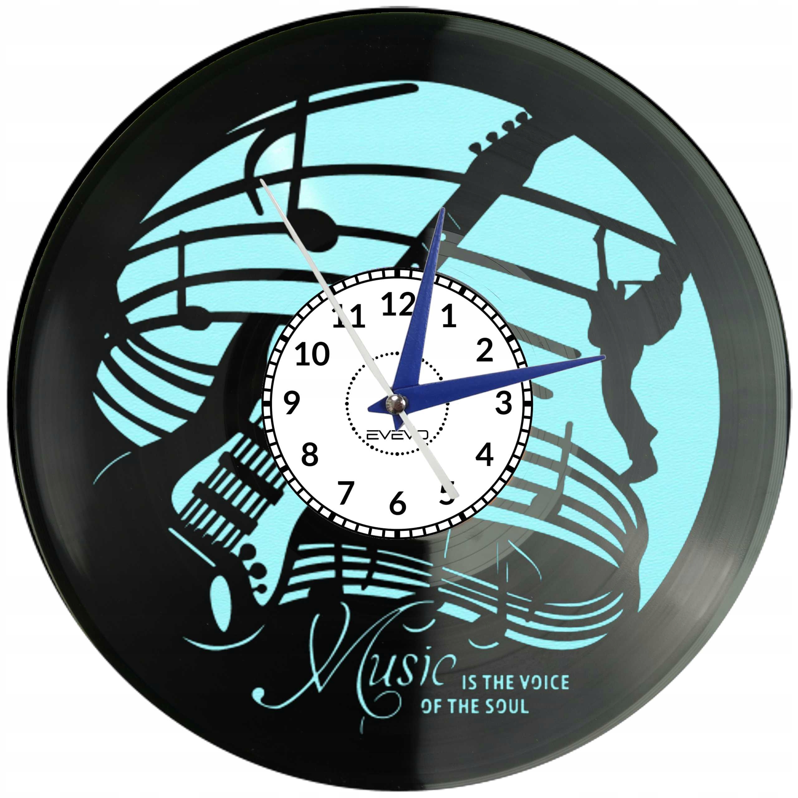 Hodiny Pro Melomana Jazz Hudba Kytara Z Vinylové Desky Barevné Pozadí C0047