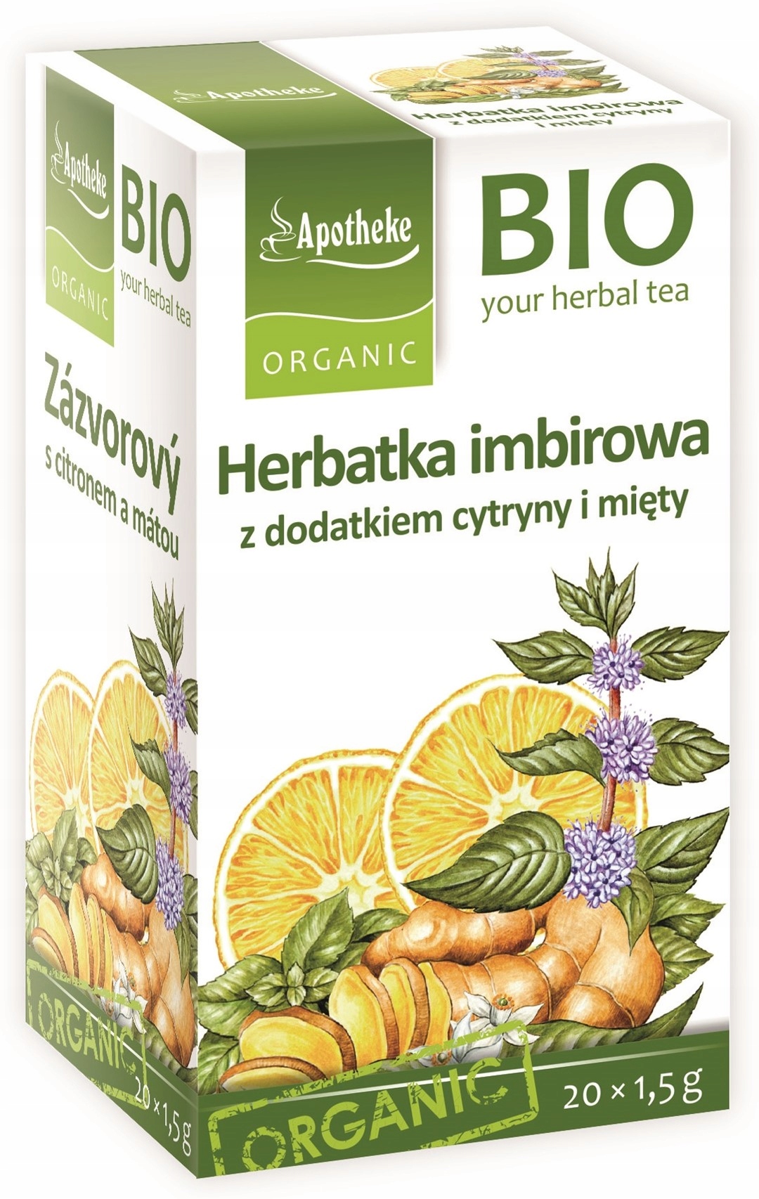 Levně Čaj zázvorový (citron a máta) Bio (20 x 1,5 g) 30 g