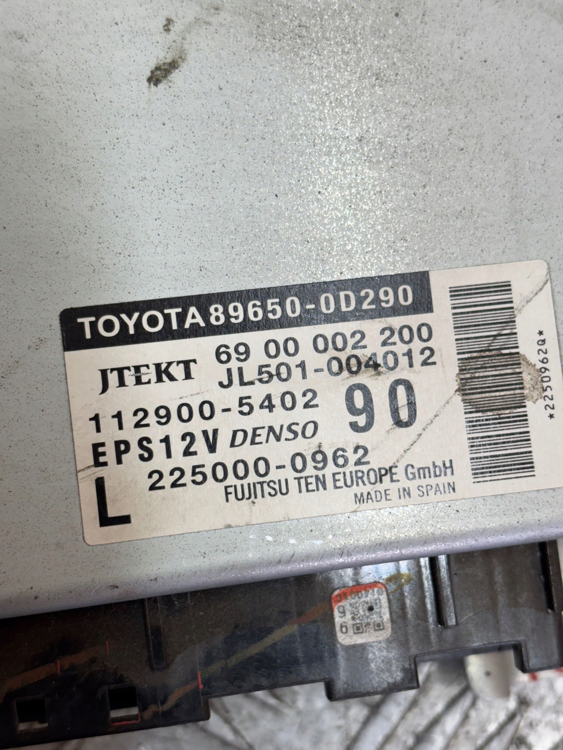 Centralina SERVOSTERZO TOYOTA YARIS III 3 89650-0D290