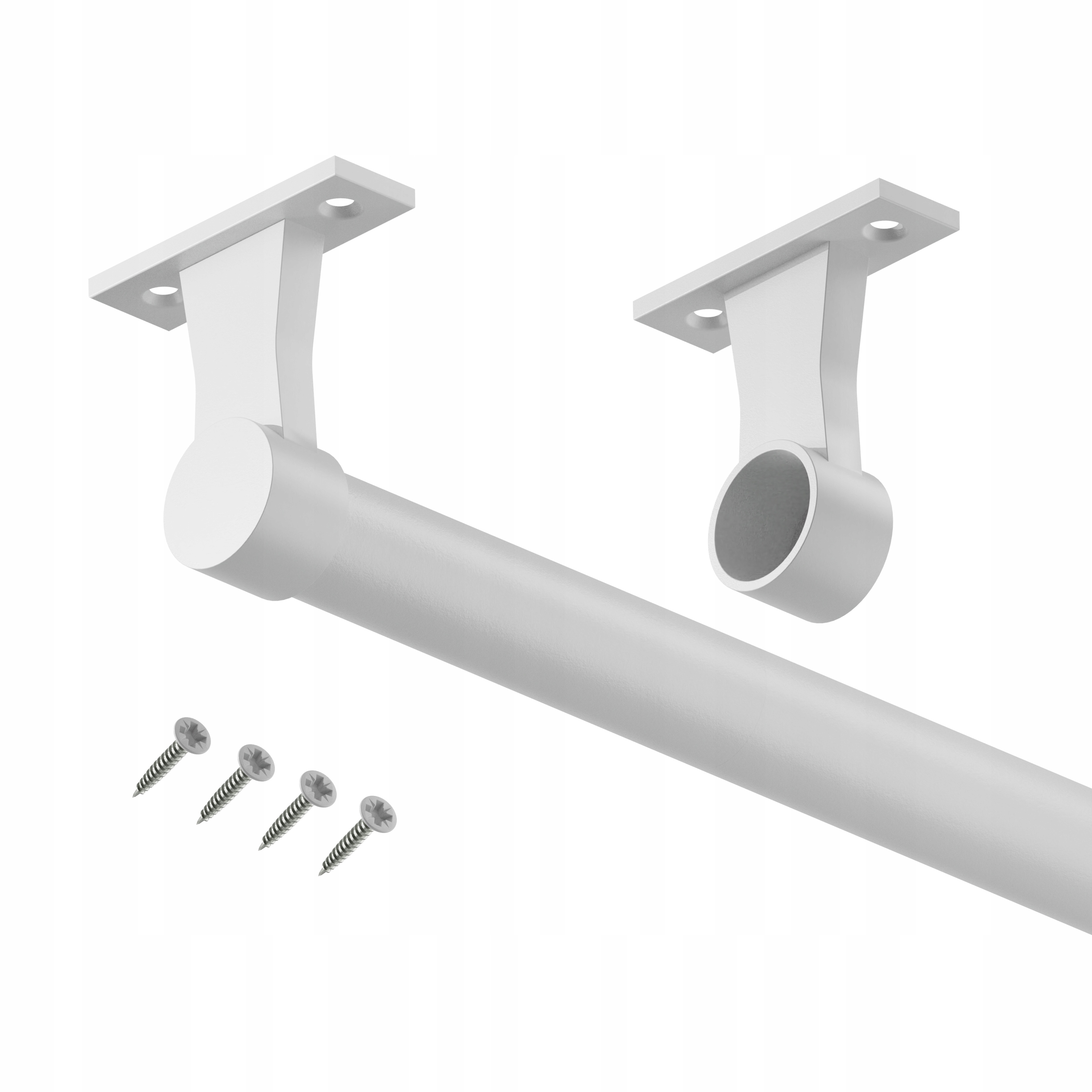 Bílá závěsná šatní tyč 148 cm 2 úchytky