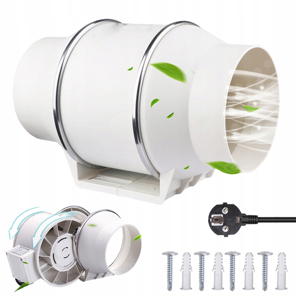 Kanálový Odtahový Ventilátor Výkonný Tichý 30 dB 45 W 180 Pa 310 m3 h 220 V 100 mm