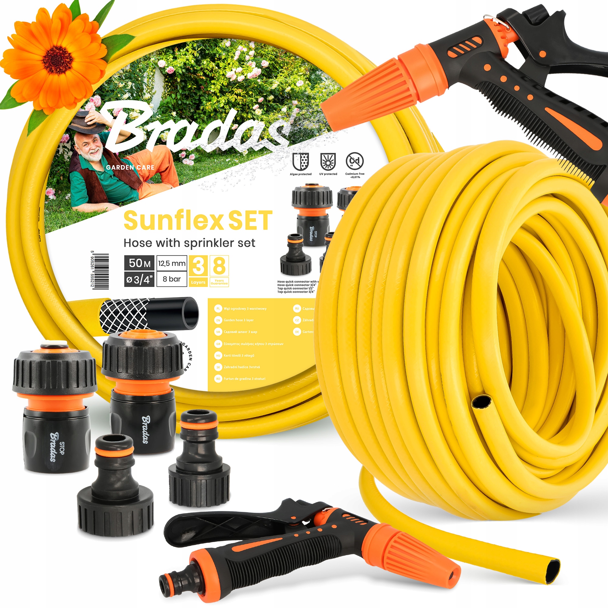 Záhradná Hadica 3/4 Vody Navíjacia 50 m Elastický Šlauf Zalievanie 3-VRSTVOVÁ Yo