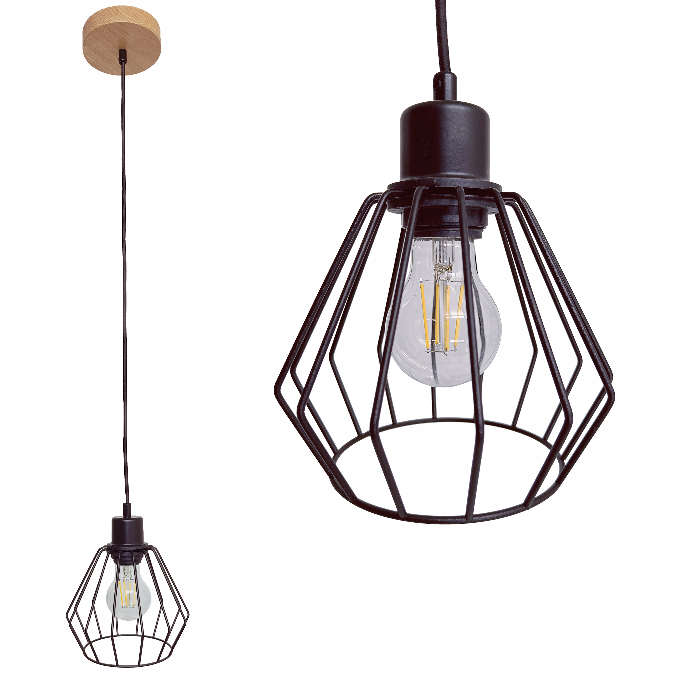 Závěsné stropní svítidlo Diana lustr loft dřevěný Dub 1x diamant Stylová