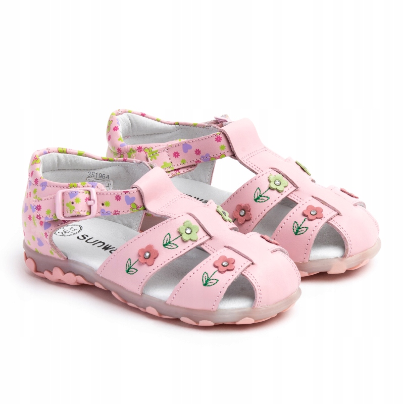 

Sandałki skóra profilowane zapinka miękkie Sunway