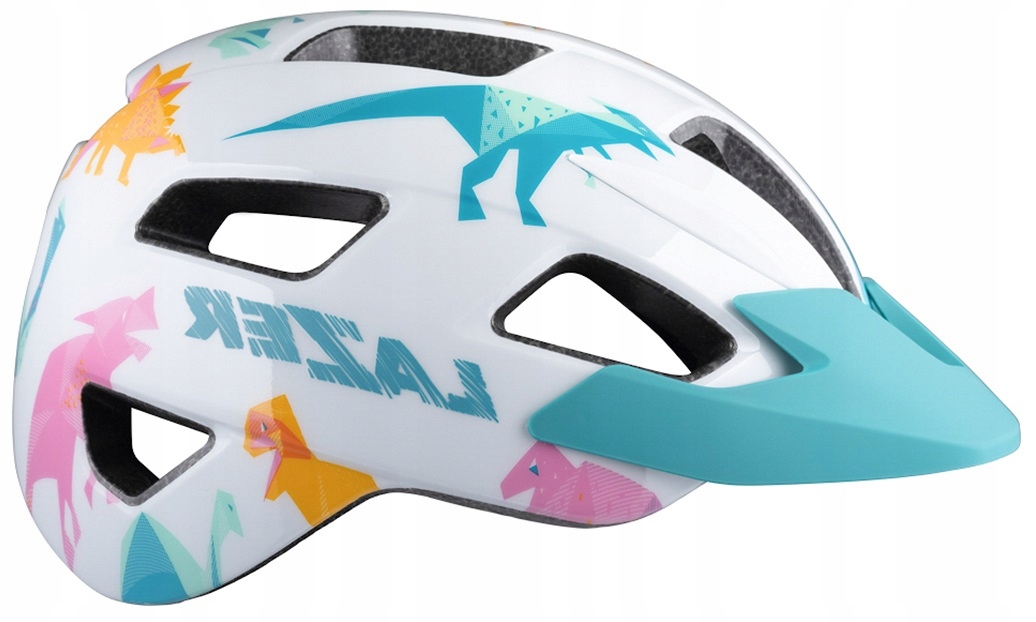 Dětská cyklistická přilba Lazer LilGekko (46-50 cm) bílá s dinosaury