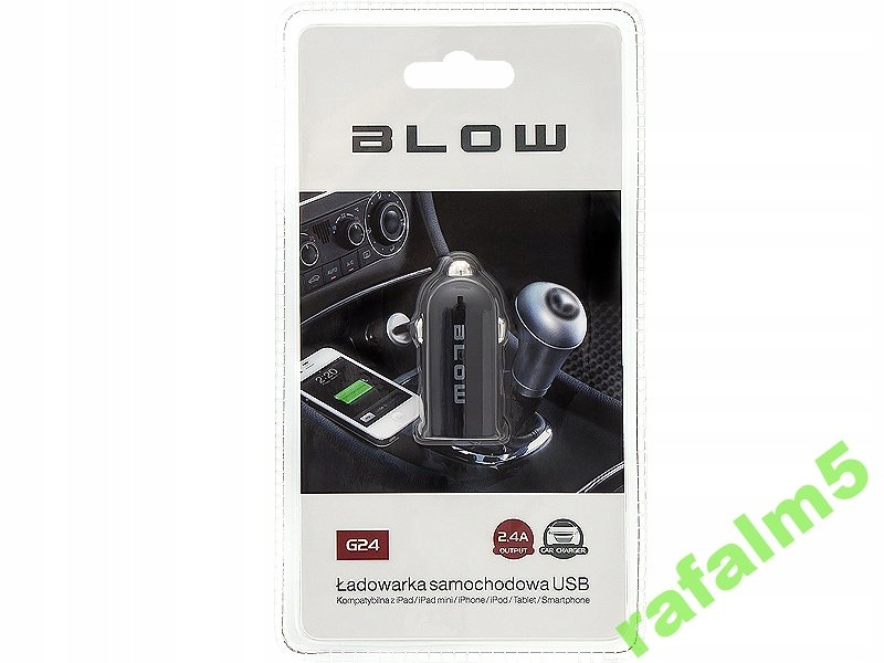 ZASILACZ Ładowarka samochodowa USB 2,4A