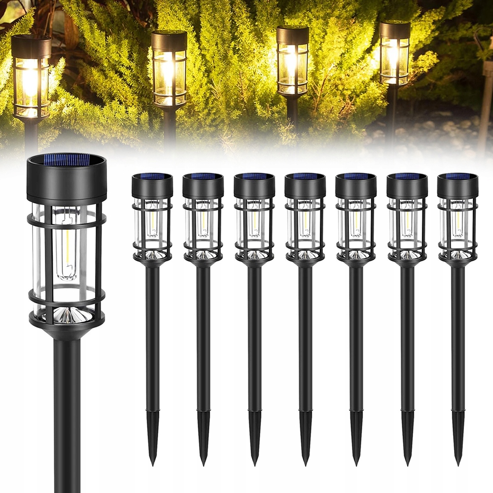 8 x Solární Lampa Led Zahradní Venkovní Zapichovací IP44 Ozdobná lampa Sloupek