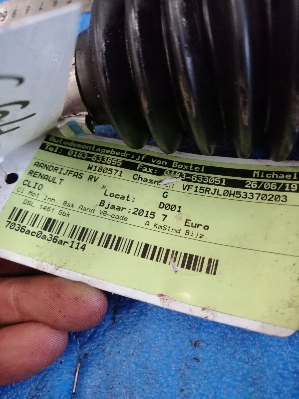 RENAULT CLIO 2014 R right 1.5 DCI semi-axis 391008239R
