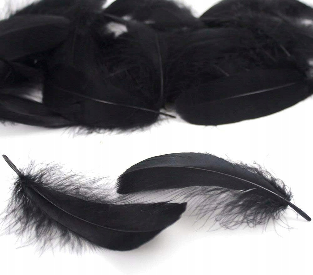 Husí peří černé 400 kusů 8-12 cm přírodní peří