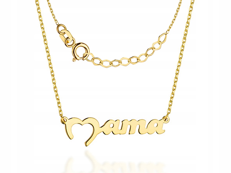 Zlatý Náhrdelník Srdce 585 Řetízek s nápisem Mama