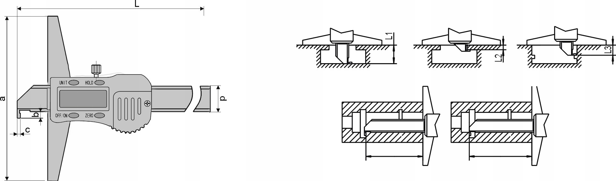 GŁĘBOKOŚCIOMIERZ ELEKTRONICZNY MAGf 3V 300 x 100mm Rodzaj elektroniczna