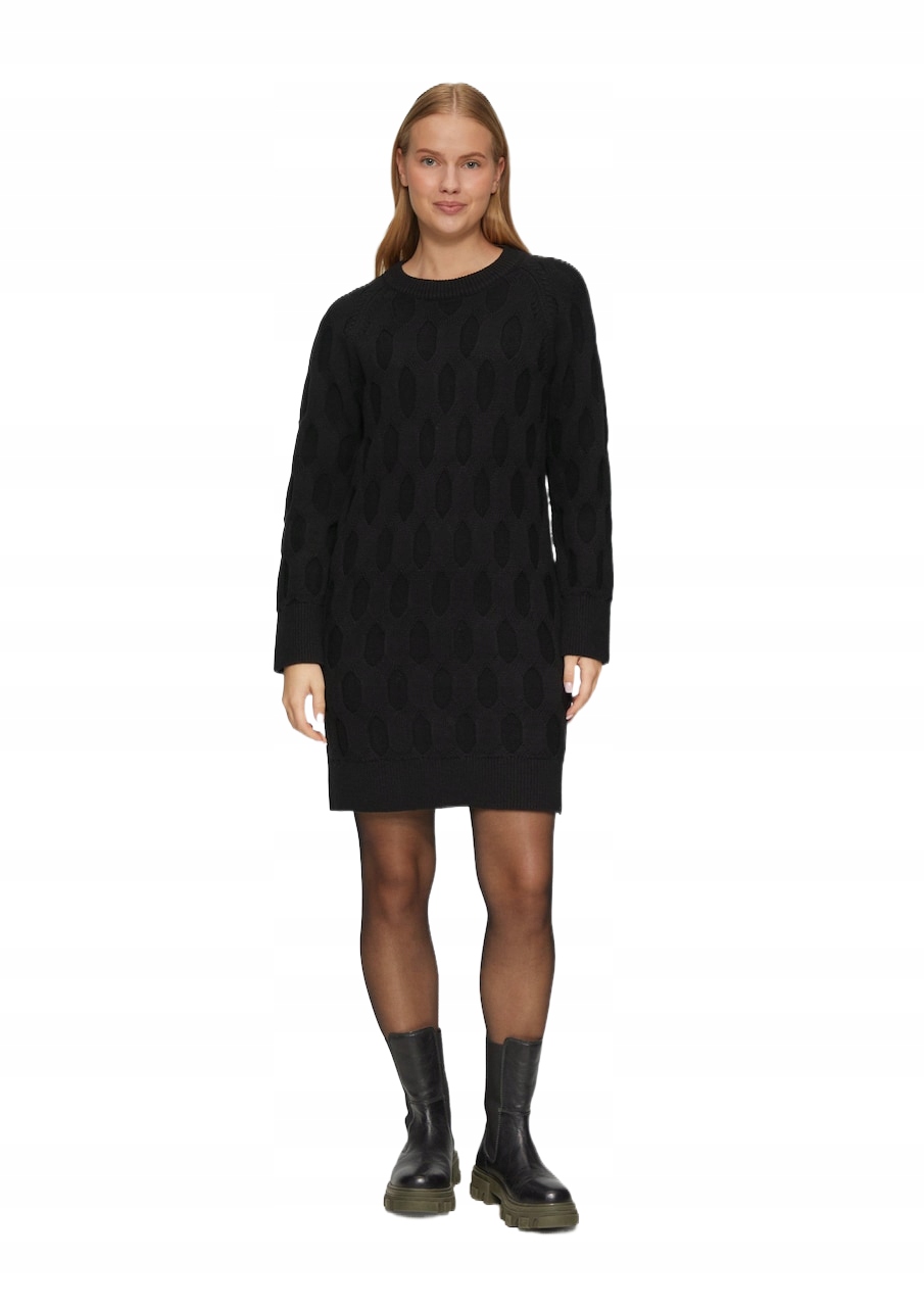 S Oliver Černá Svetrová Šaty S Prolamovaným Vzorem 42 6BA
