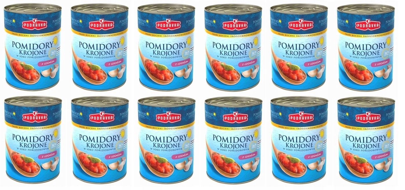 Levně 12 x 400 g Podravka Rajčata krájená s česnekem Svařák