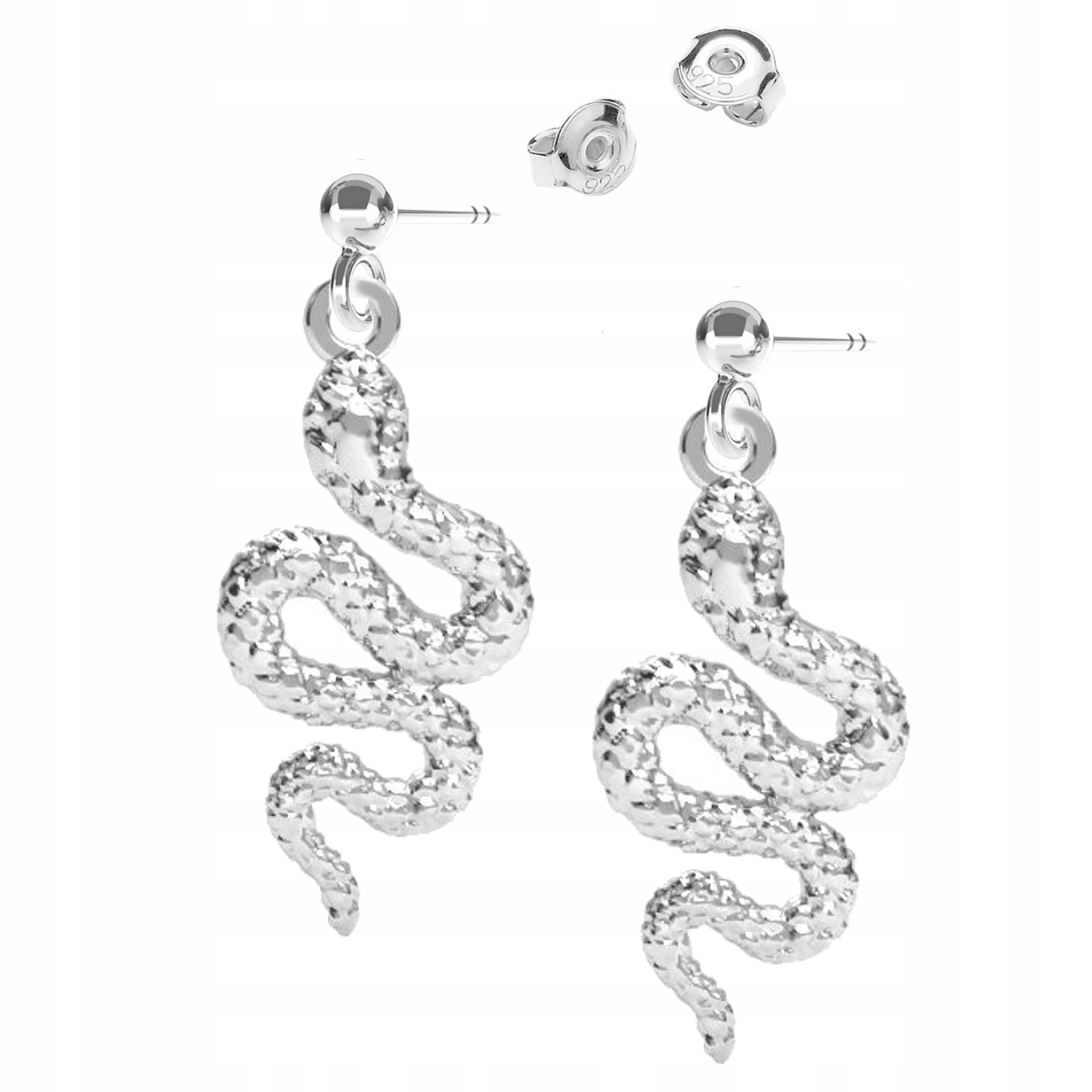 Stříbrné náušnice puzetky Had Zmije Symbol ochrany a síly Stříbro 925