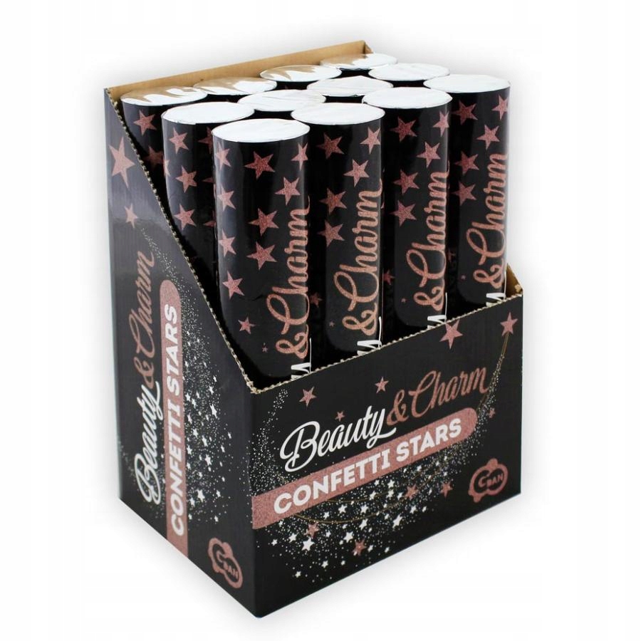 Konfetti Tuba strzelająca GWIAZDKI złoty róż 30cm Stan opakowania oryginalne