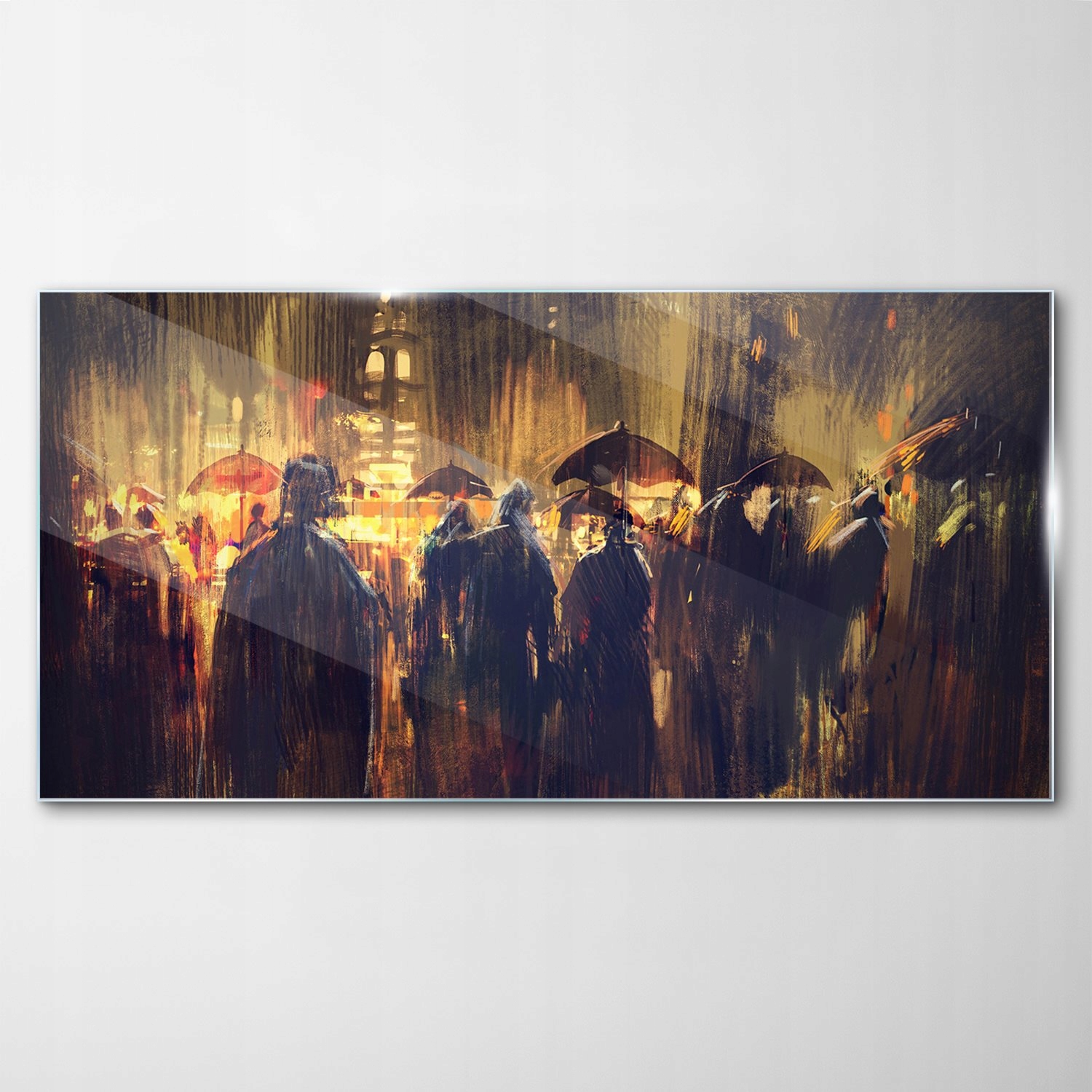 Obraz na skle Dekor Dav ľudí Dáždnik 100x50