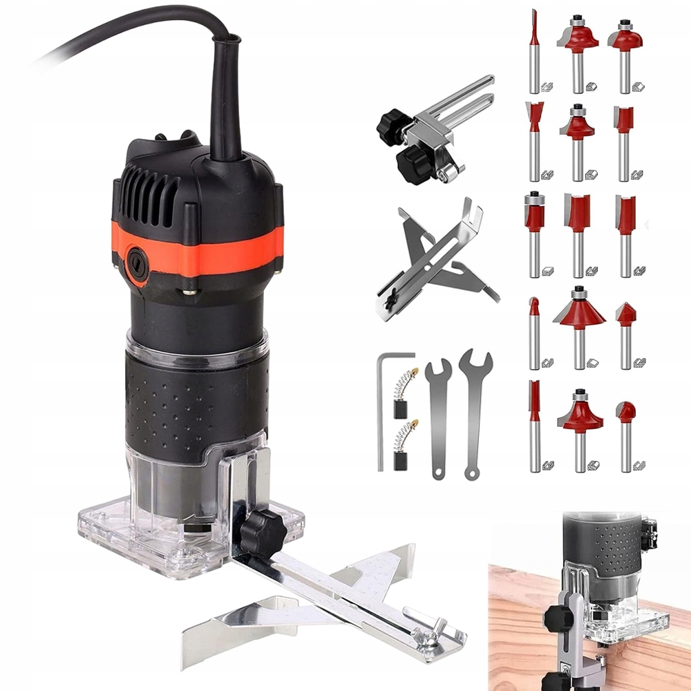 Obrabiarka Elektryczna Do Drewna Frezarka Ręczna 800W 220V 15x Frezów