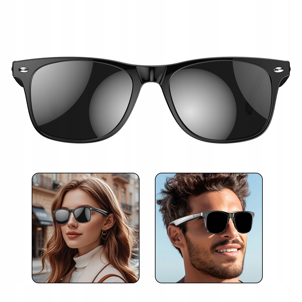 Okulary Bluetooth 5.3 I Ai Tłumaczem W100 UV400 7H Rozmów Kolor Czarny