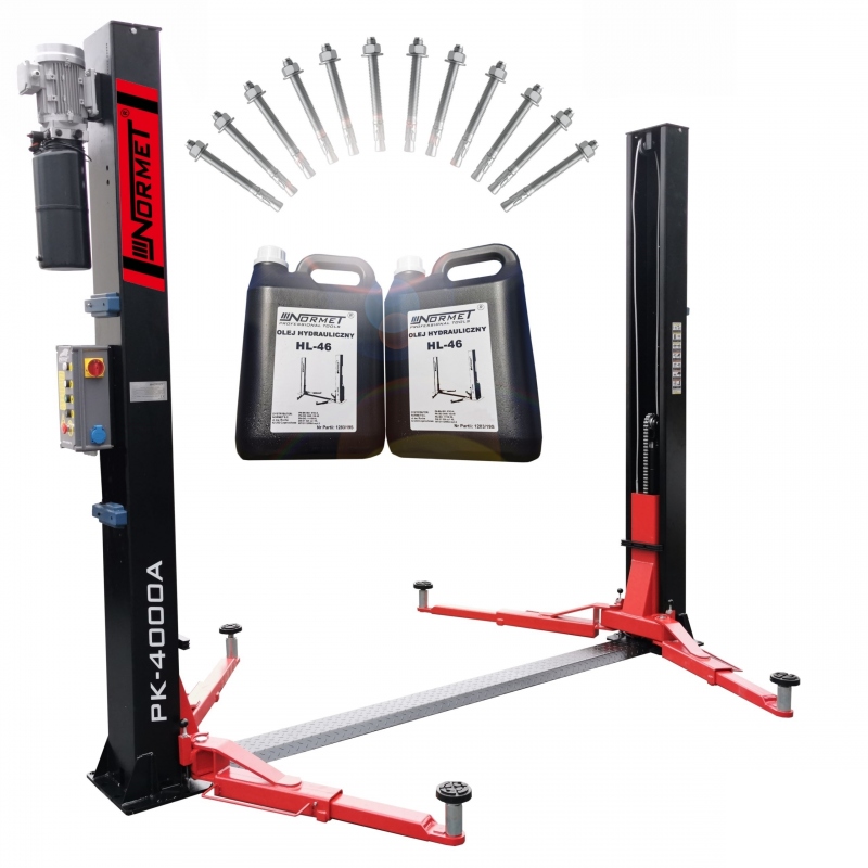 Podnośnik dwukolumnowy 4,0 t PK-4000A automat + adaptery