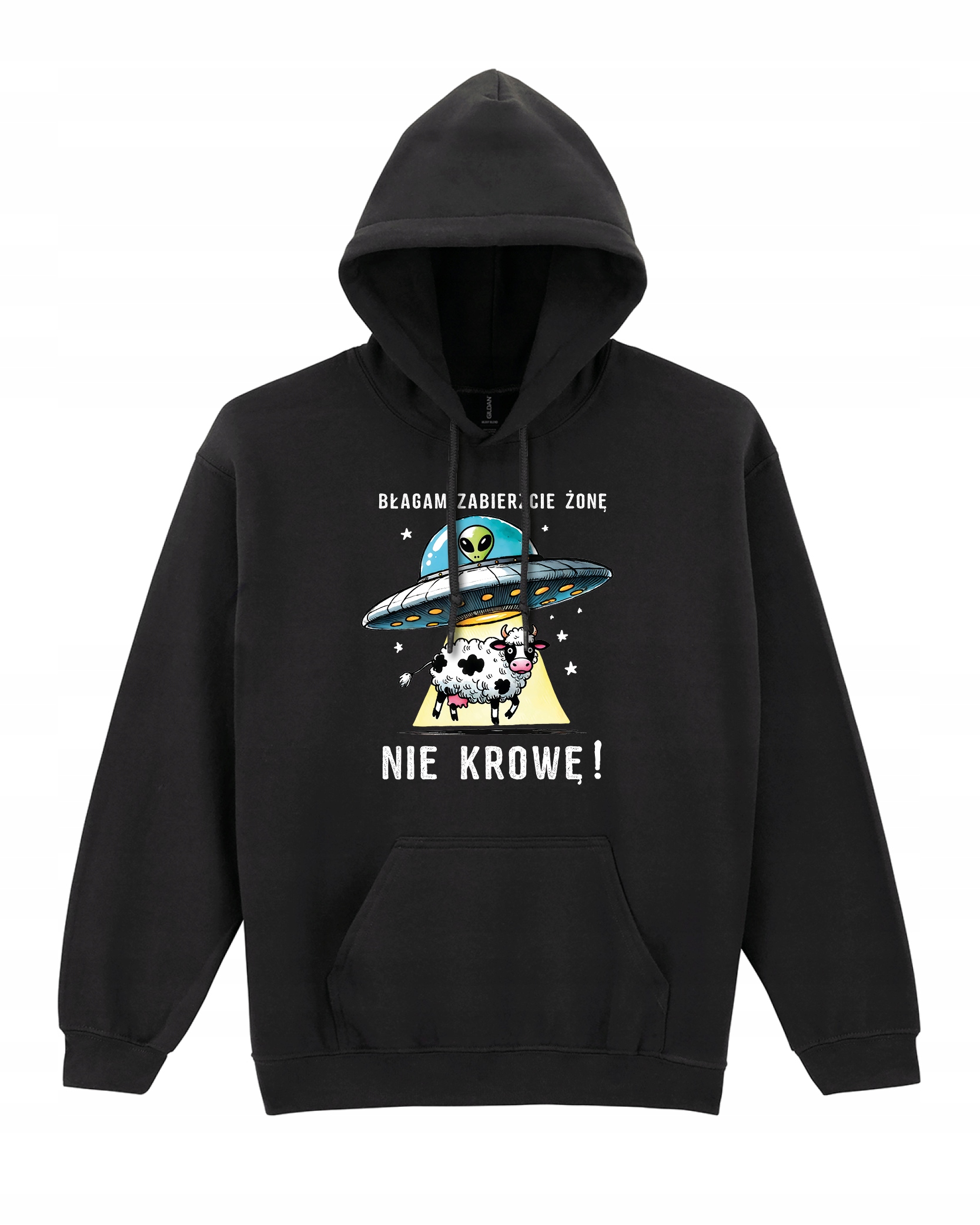 Mikina Prosím, vezměte si manželku bez krávy, směšná pro manžela, černá M