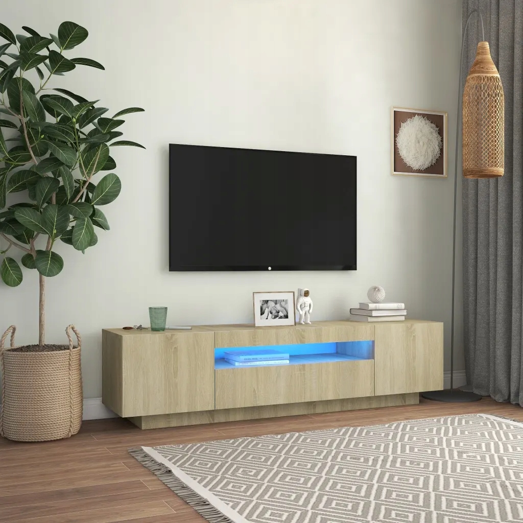 Petrashop Tv skříňka s Led osvětlením dub sonoma 160 x 35 x 40 cm Hnědá 80