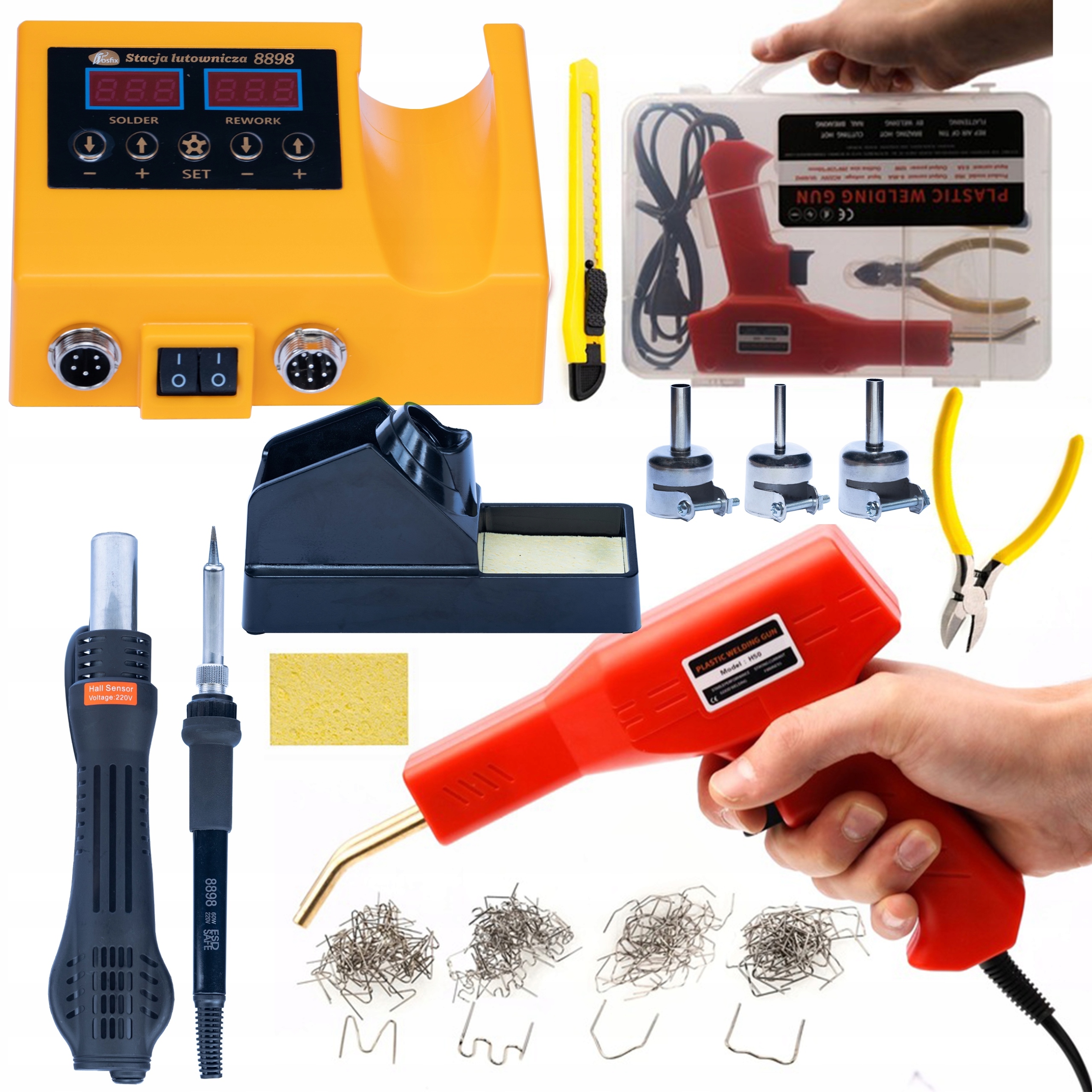 Svářečka Sešívačka Plastů 2V1 Páječka Hot-air Výkon 660 W Sponky Kufr